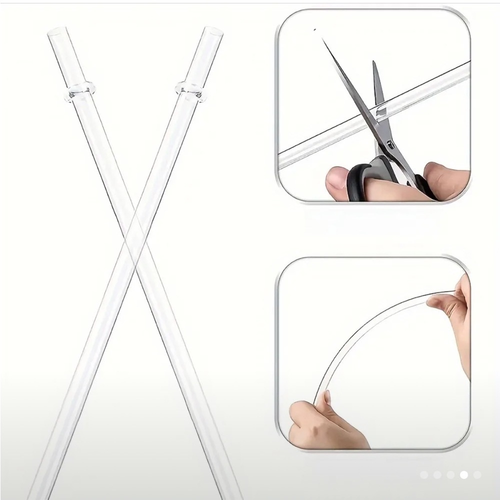 2 pc Clear Plastic Straws. Replacement for 20 - 30oz cups.